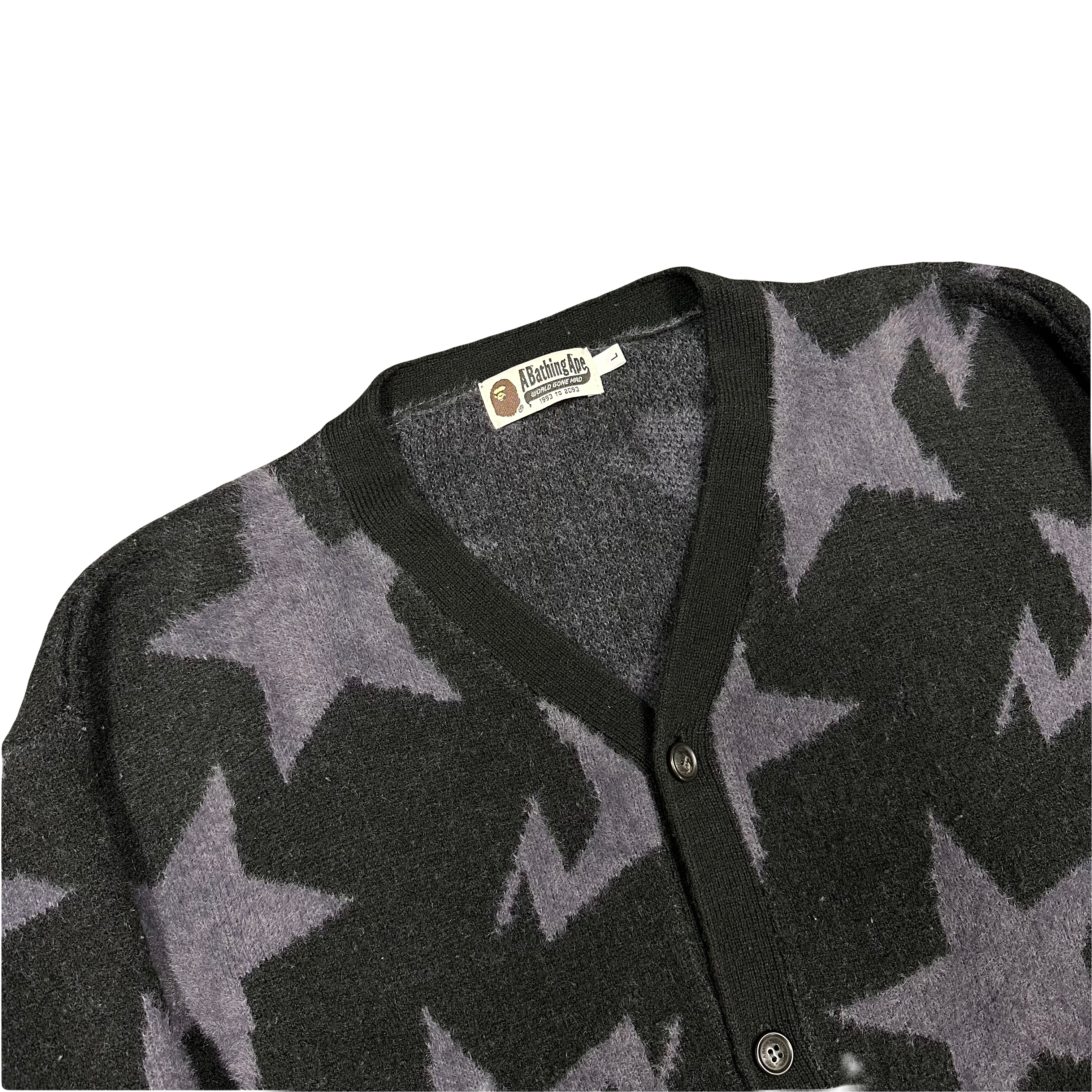 Bapesta Star Intarsia Cardigan In Black ( L )
