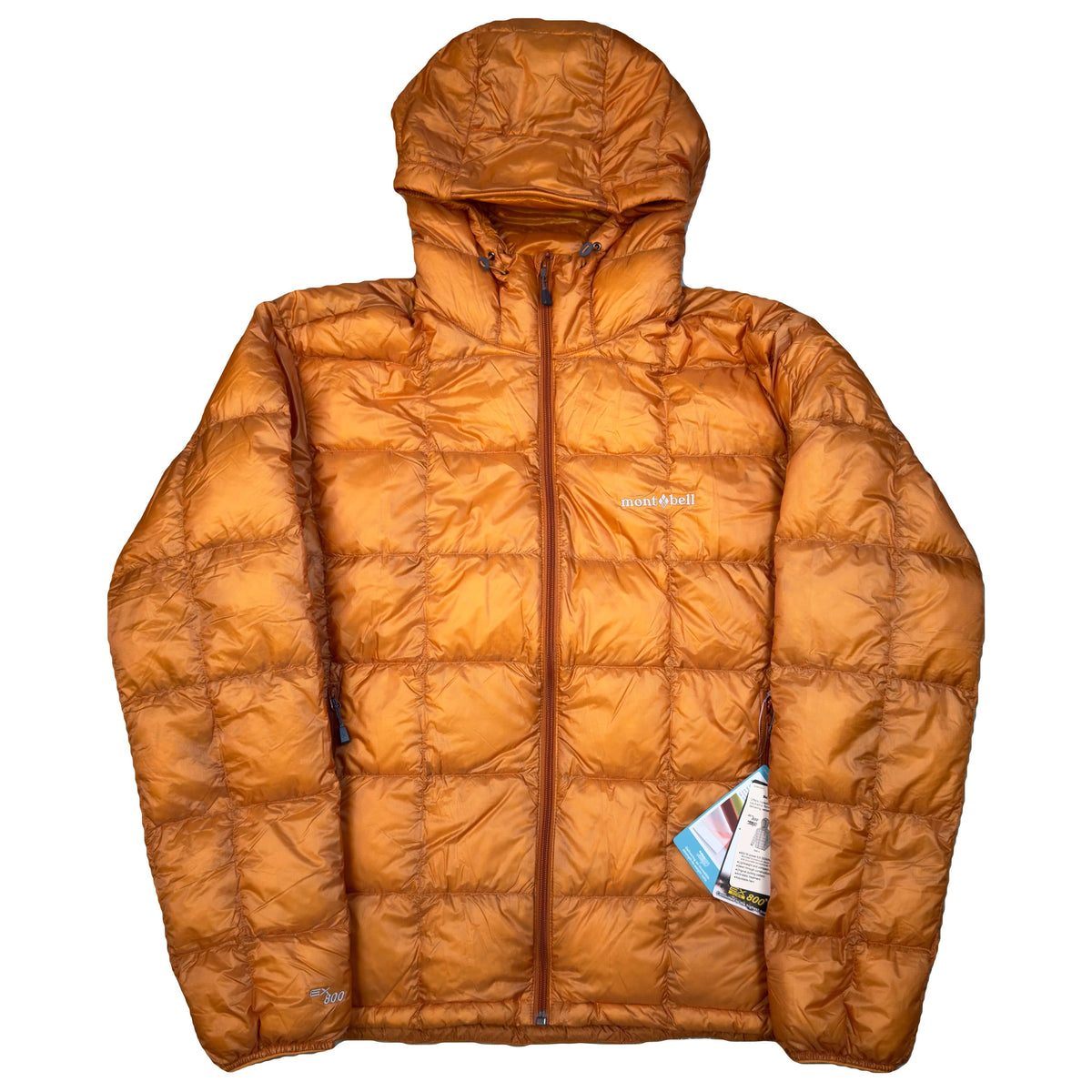 Montbell puffer superior down parka orange square stitch jacket ex 800 medium