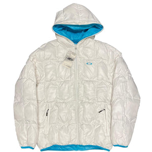 Oakley Reversible Down Puffer Jacket In White & Blue ( L )