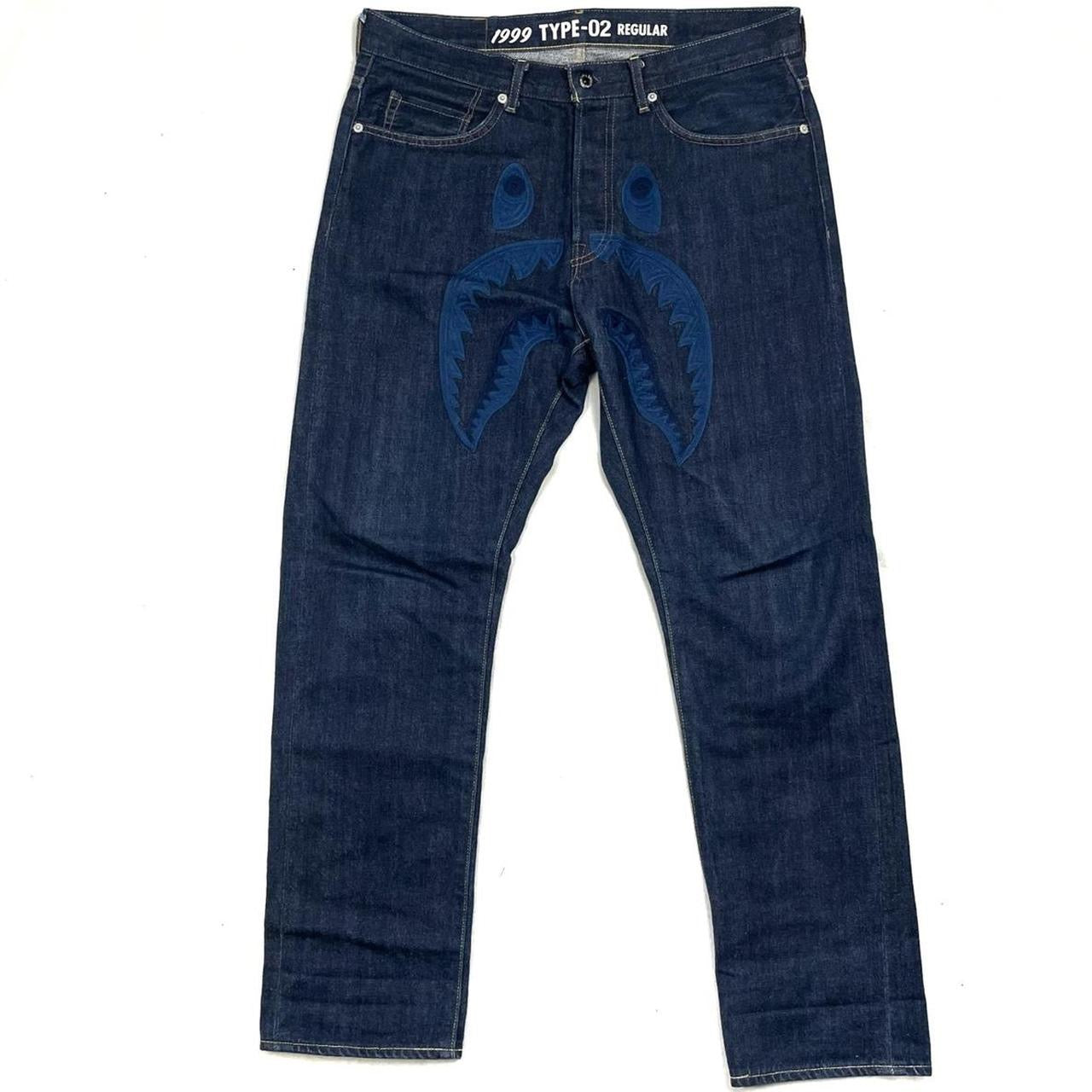 Bape WGM Embroidered Shark Head Jeans ( L / W34 )