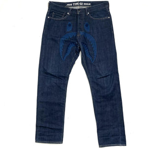 Bape WGM Embroidered Shark Head Jeans ( L / W34 )