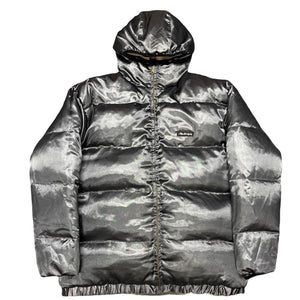 Avirex Reversible Down Puffer Jacket In Beige & Silver ( XL )