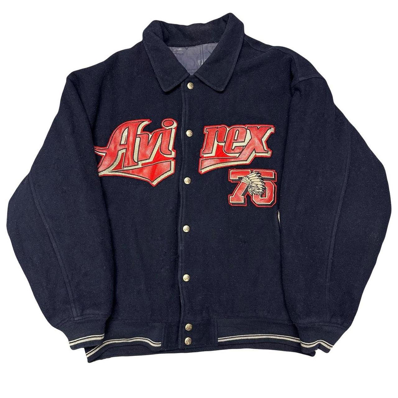 Avirex Reversible Spellout Wool Jacket In Navy ( XXL )
