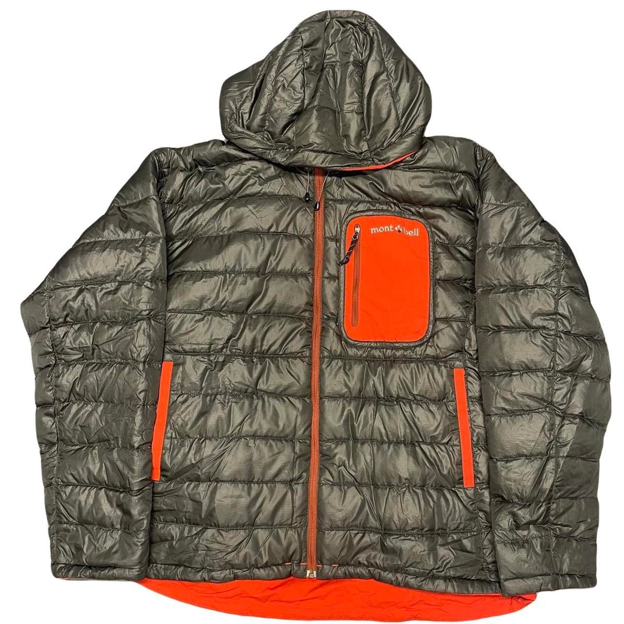 Montbell Reversible Down Puffer Jacket In Charcoal Grey & Red ( L )