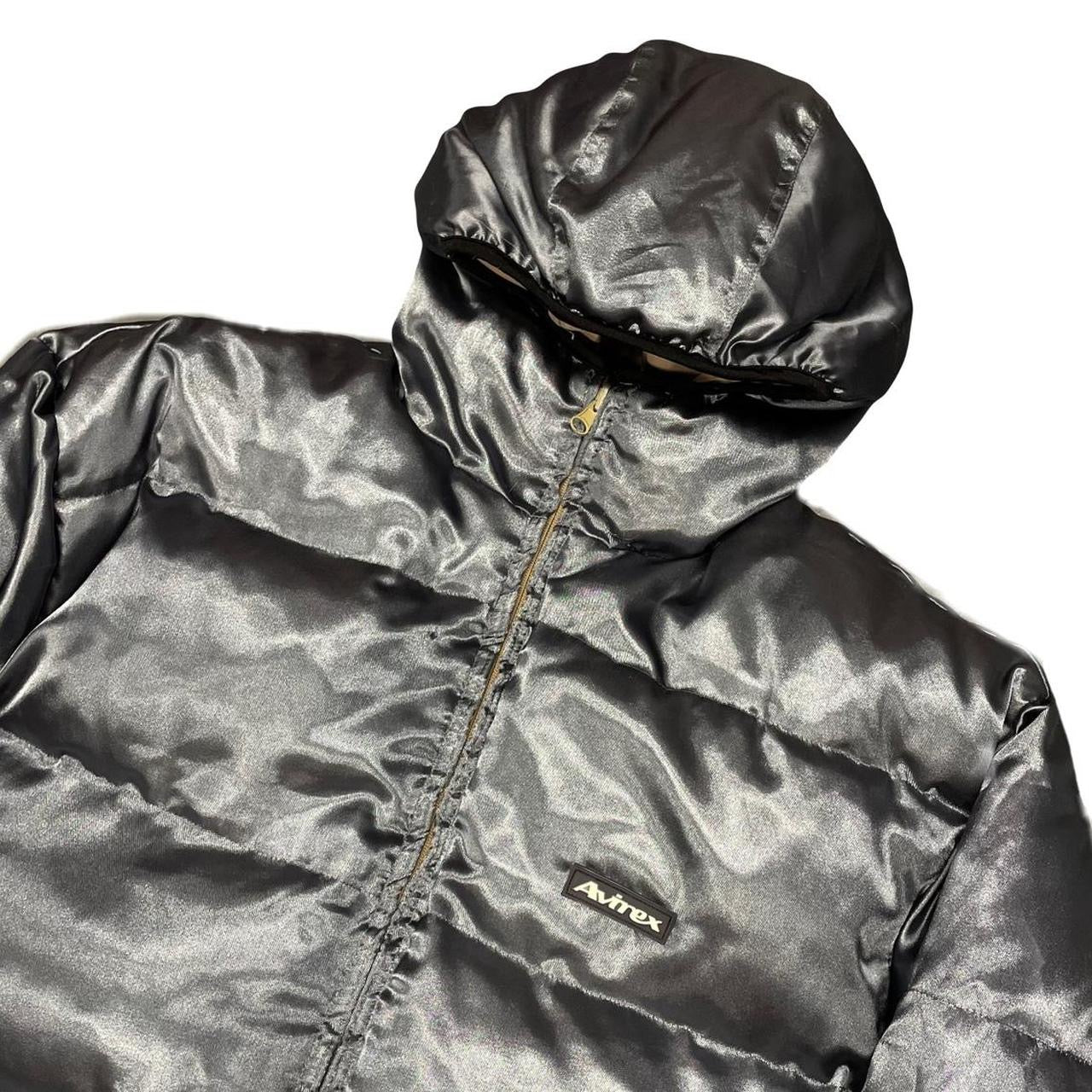 Avirex Reversible Down Puffer Jacket In Beige & Silver ( XL )