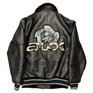 ARCHIVE Avirex Leather Jacket With Removable Sherpa Collar ( M )
