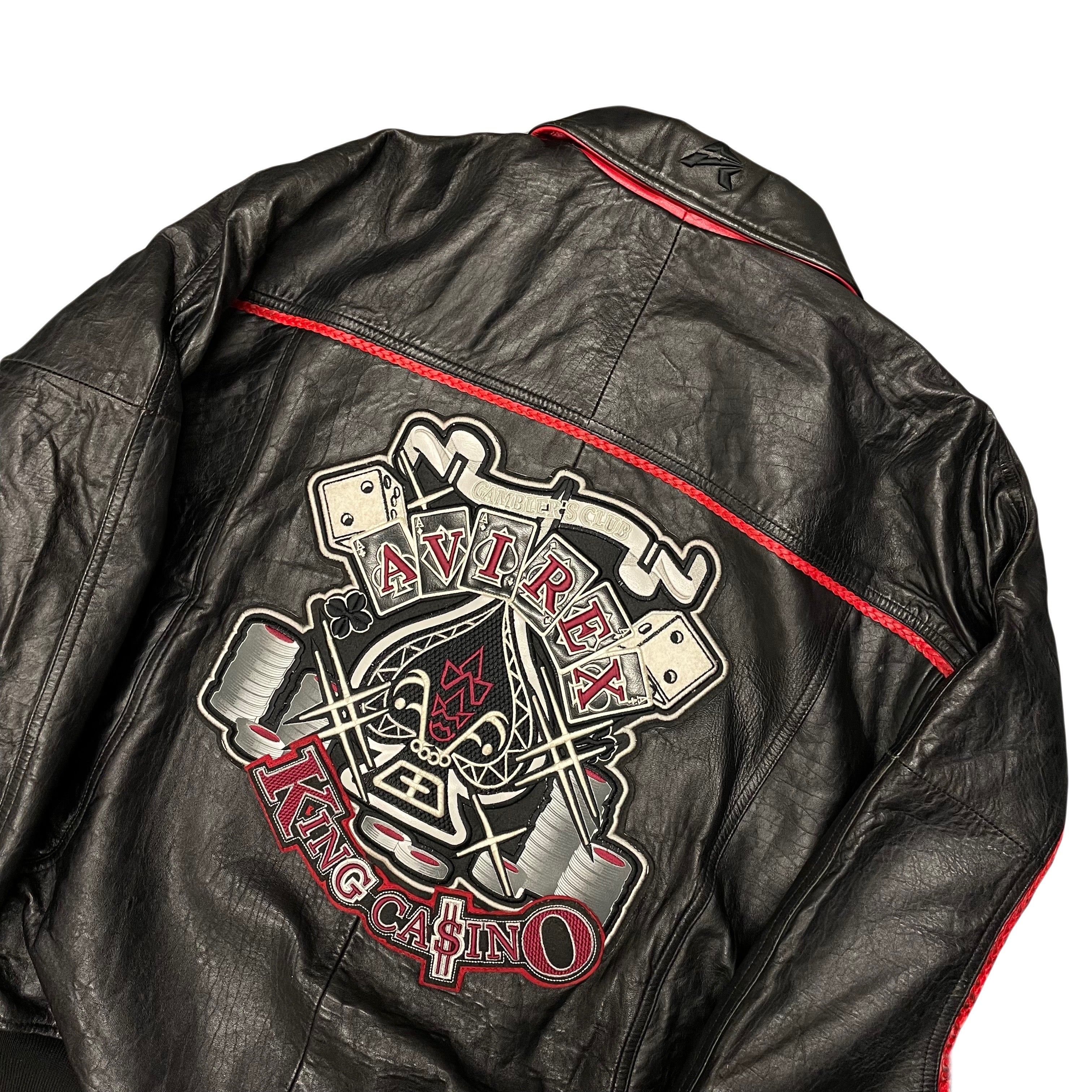 Black avirex leather online jacket