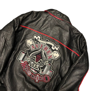 ARCHIVE Avirex ‘King Casino’ Leather Jacket In Black & Red ( XL )