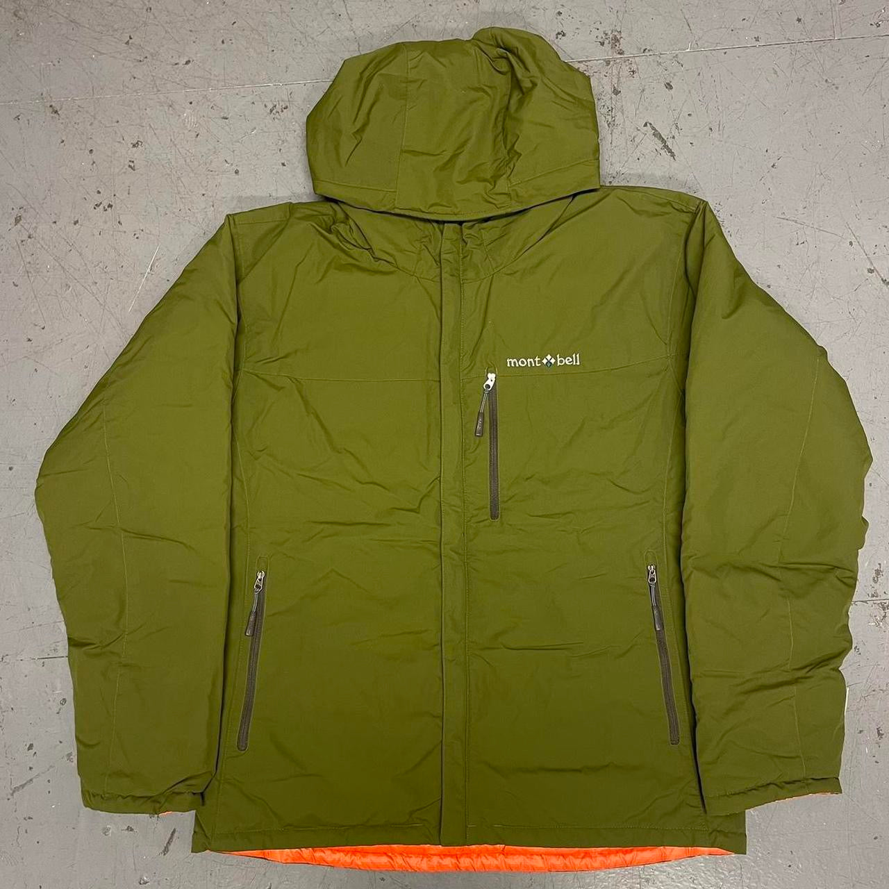Montbell Reversible Down Puffer Jacket In Orange & Khakis ( M )