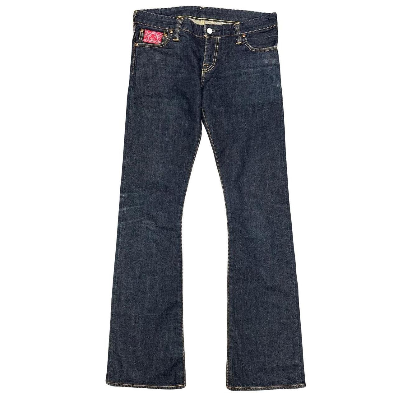 Evisu Donna Selvedge Jeans With Loveheart & Daicock Embroidery ( W27 )