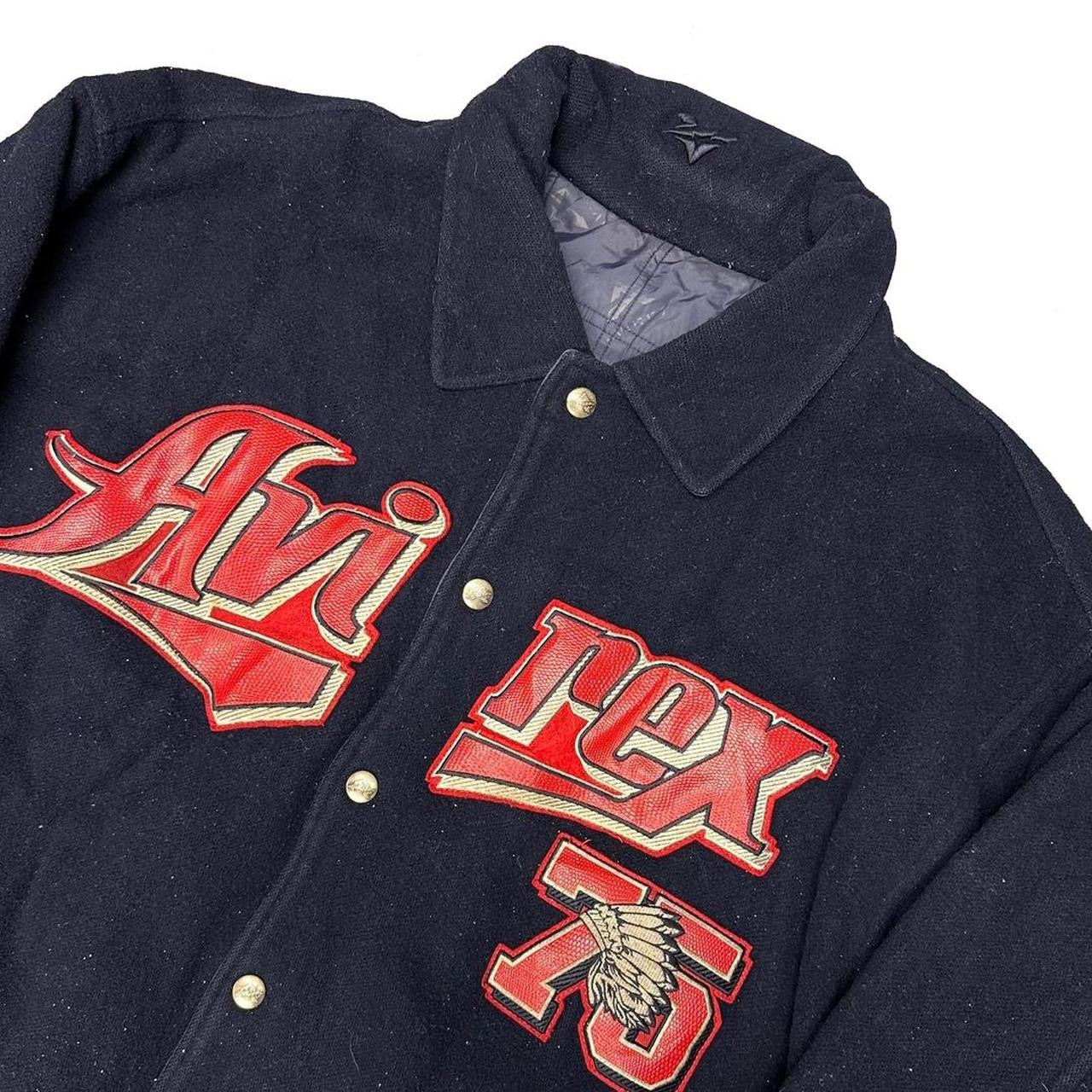 Avirex Reversible Spellout Wool Jacket In Navy ( XXL )