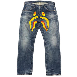 Bape WGM Embroidered Shark Head Jeans ( M / W32 )