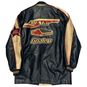 ARCHIVE Avirex ‘All Star Goalers’ Long Leather Jacket In Navy ( M )