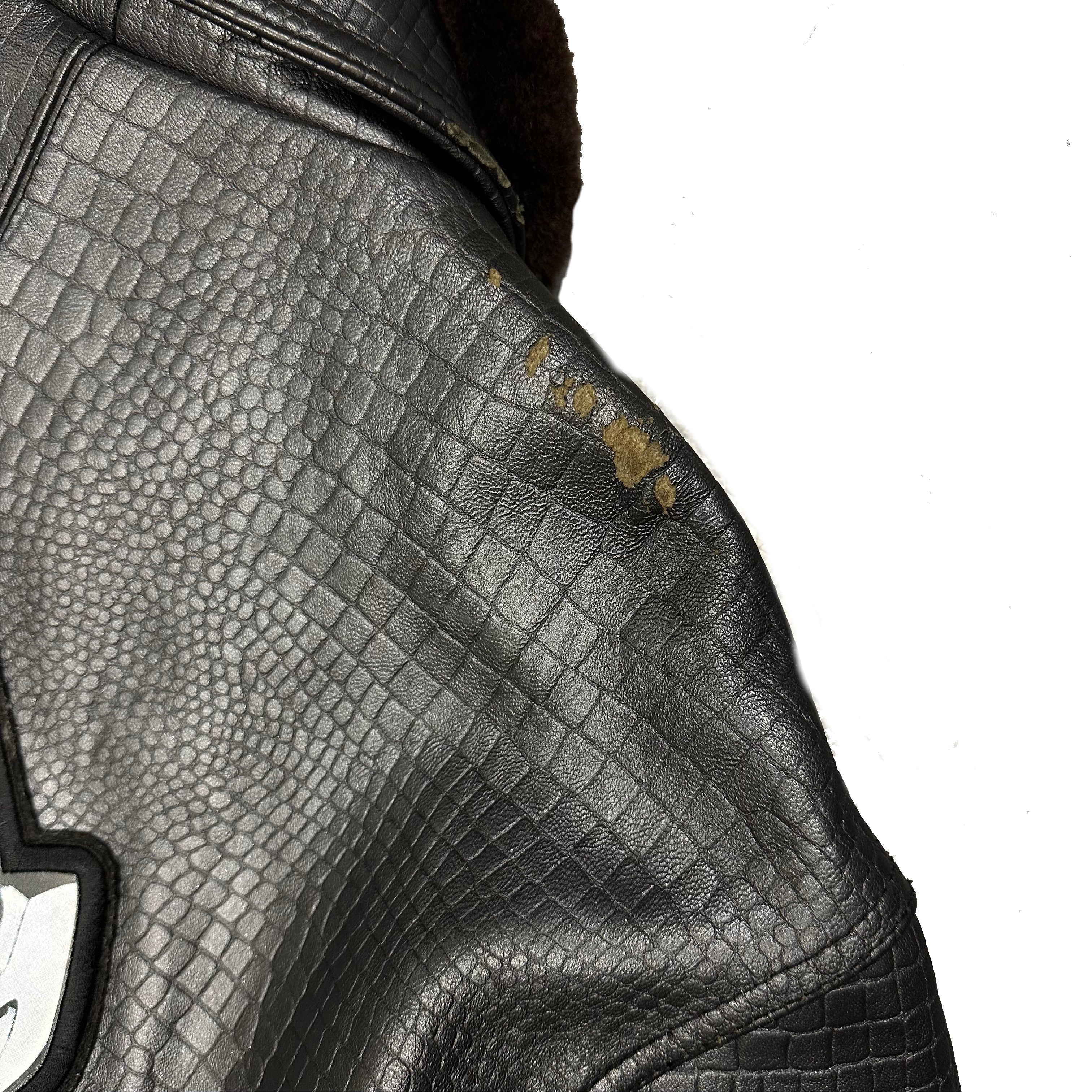 ARCHIVE Avirex Leather Jacket With Removable Sherpa Collar ( M )