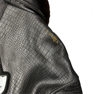 ARCHIVE Avirex Leather Jacket With Removable Sherpa Collar ( M )