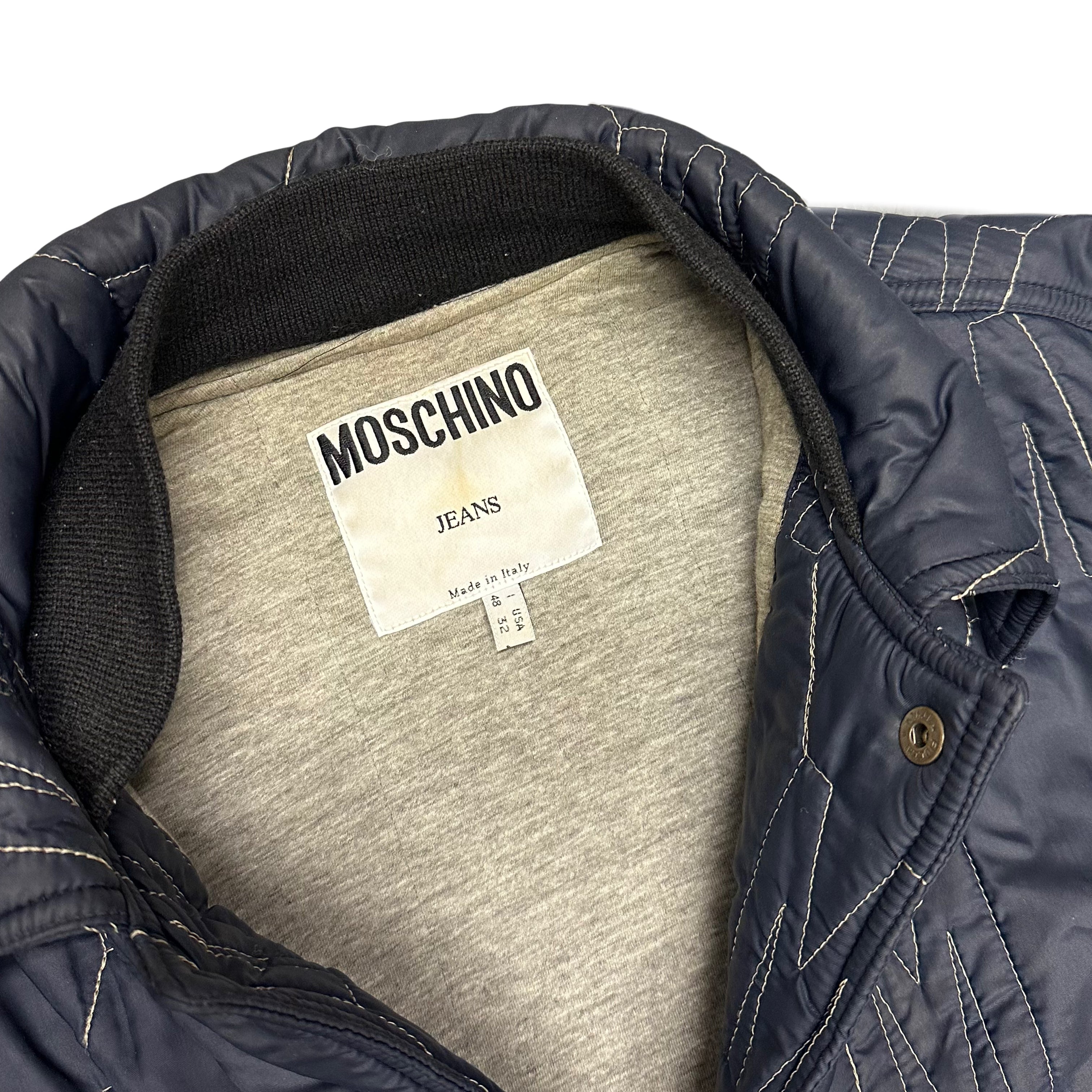 ARCHIVE Moschino Monogram Embroidered Nylon Quilted Jacket ( L )