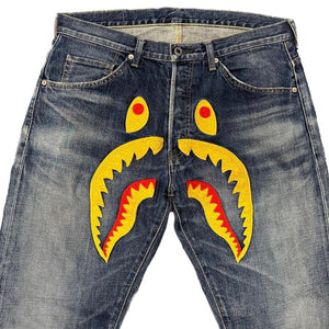 Bape WGM Embroidered Shark Head Jeans ( M / W32 )