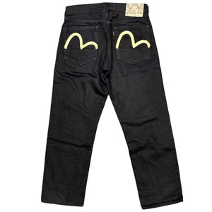 Evisu Selvedge Black Jeans With Double White Daicocks ( W30 )