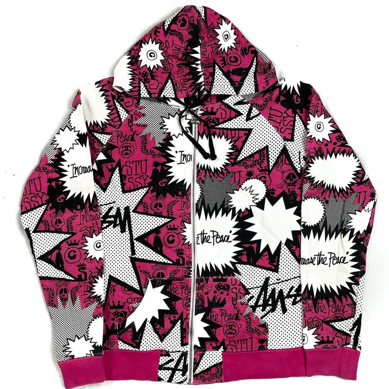 Stüssy Cartoon Monogram Hoodie In Pink ( M ) – 1036 Emporium