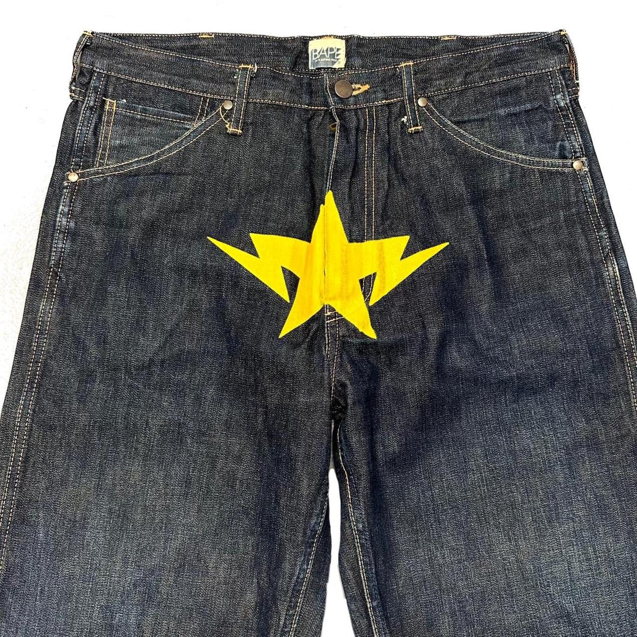 Bape Sta Jeans With Yellow Print ( L / W34 )