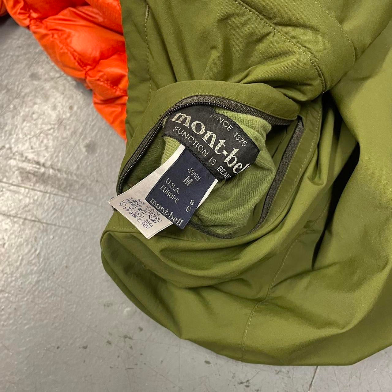 Montbell Reversible Down Puffer Jacket In Orange & Khakis ( M )