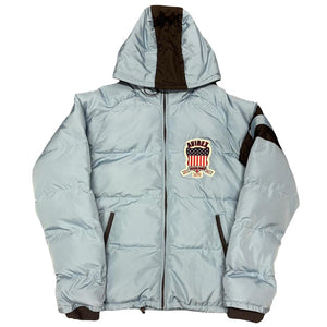 Avirex Spellout Down Puffer Jacket In Baby Blue ( XL )