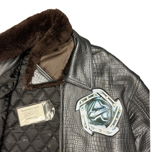 ARCHIVE Avirex Leather Jacket With Removable Sherpa Collar ( M )
